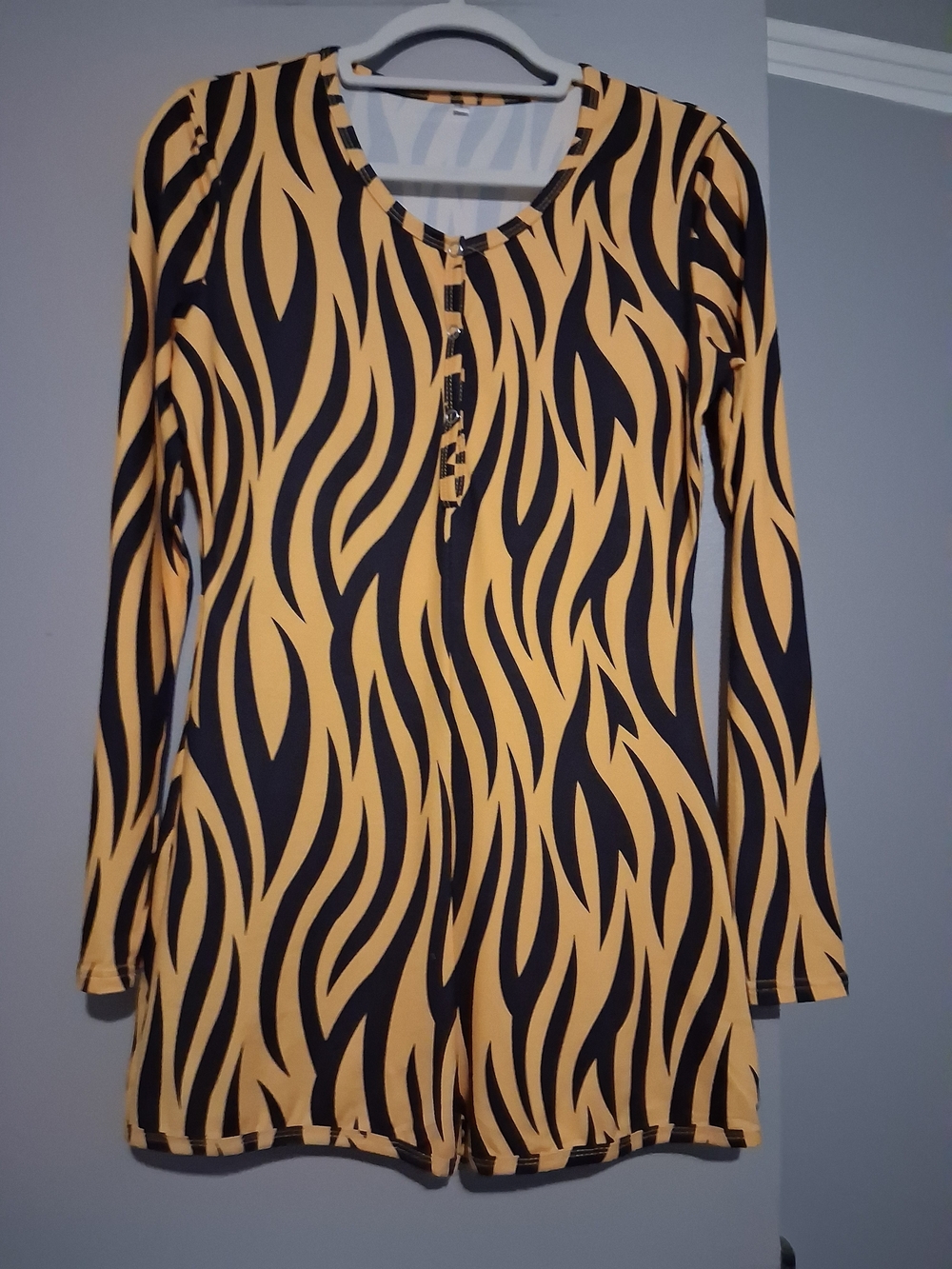 Yellow & Black Long-Sleeve Women’s Jumpsuit Romper